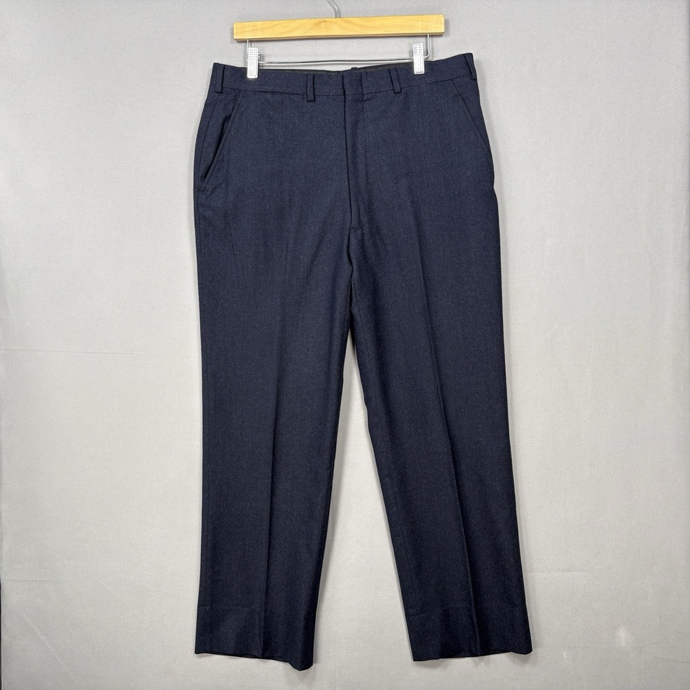 VTG 90s Brooks Brothers Dress Slacks Double Pleated 35x29 Flannel Wool USA Made
